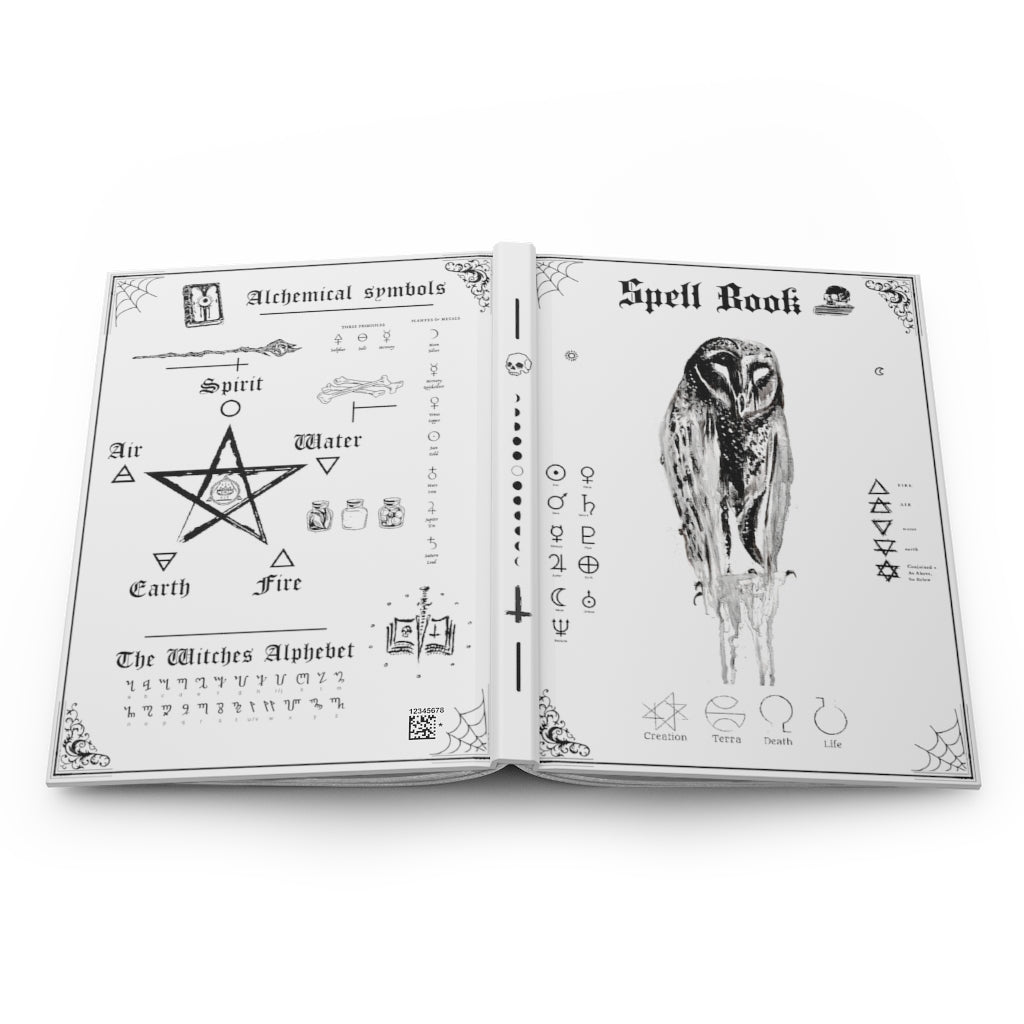 Book of Spells - Hardcover Journal Matte. The dark gypsy. White version. Silent Owl