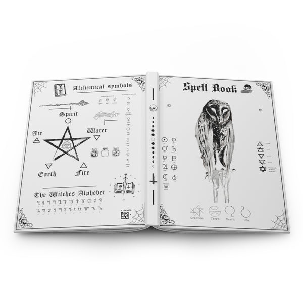 Book of Spells - Hardcover Journal Matte. The dark gypsy. White version. Silent Owl