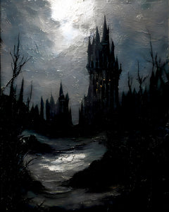 Dracula's Castle. Version IV. Oil painting. Art print.