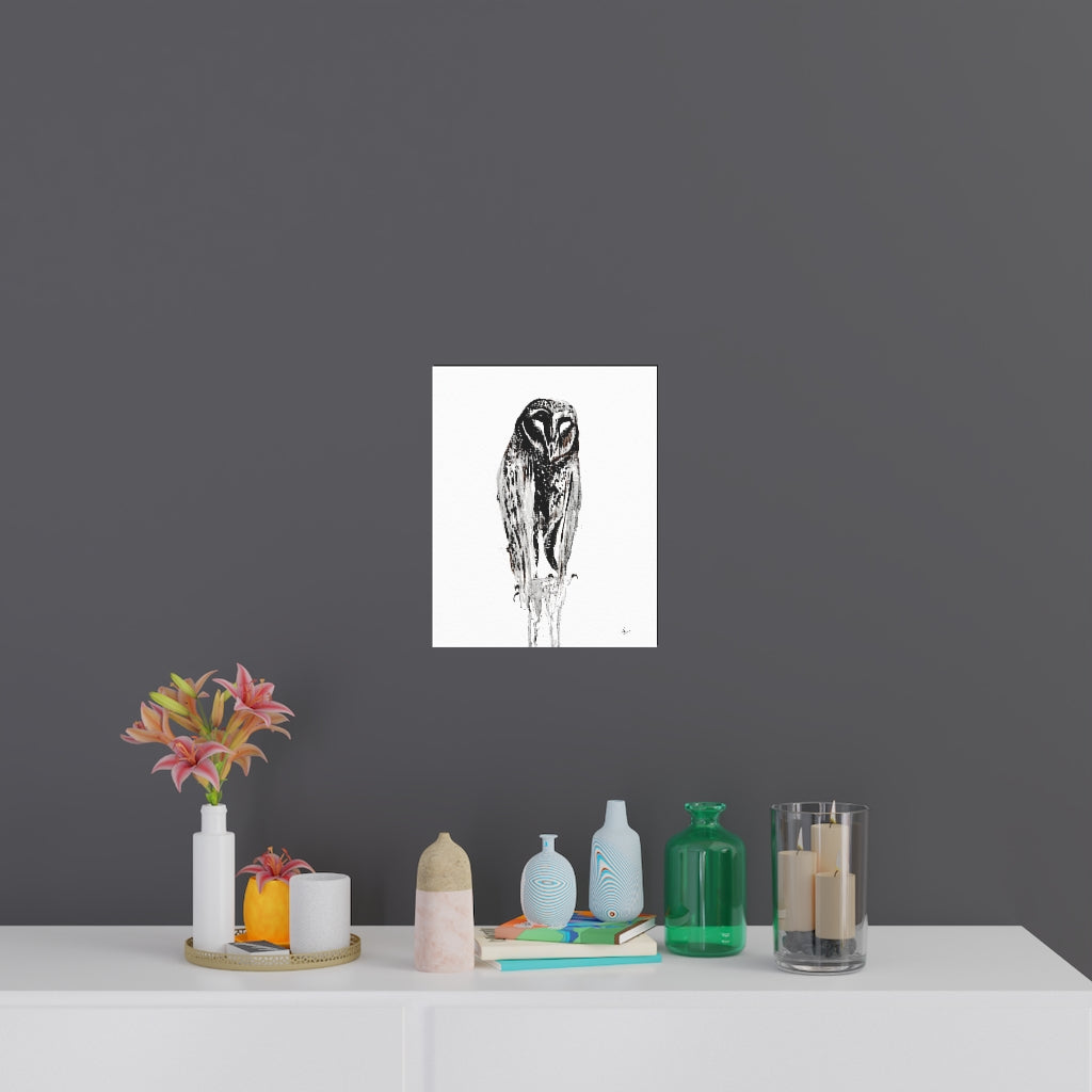 Silent Owl - Fine Art Posters. Wall art. Painting. Artwork - Black version