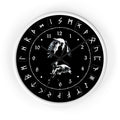 Wall clock - Ravens Play - Runes. Norse Viking clock. Black version