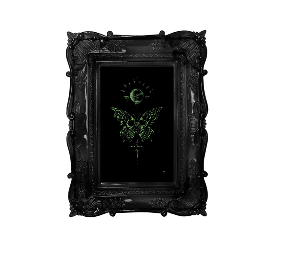 The deathly butterfly by moonlight. Gothic home decor - Wall art