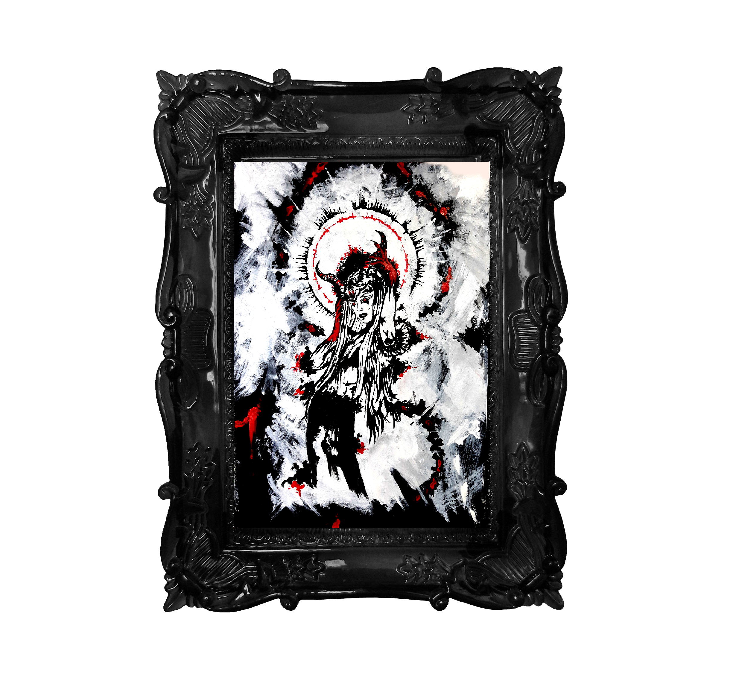 Her devilish power within. Home decor - Poster wall art. Blood Red.