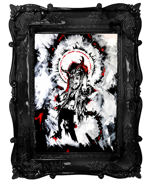 Her devilish power within. Home decor - Poster wall art. Blood Red.