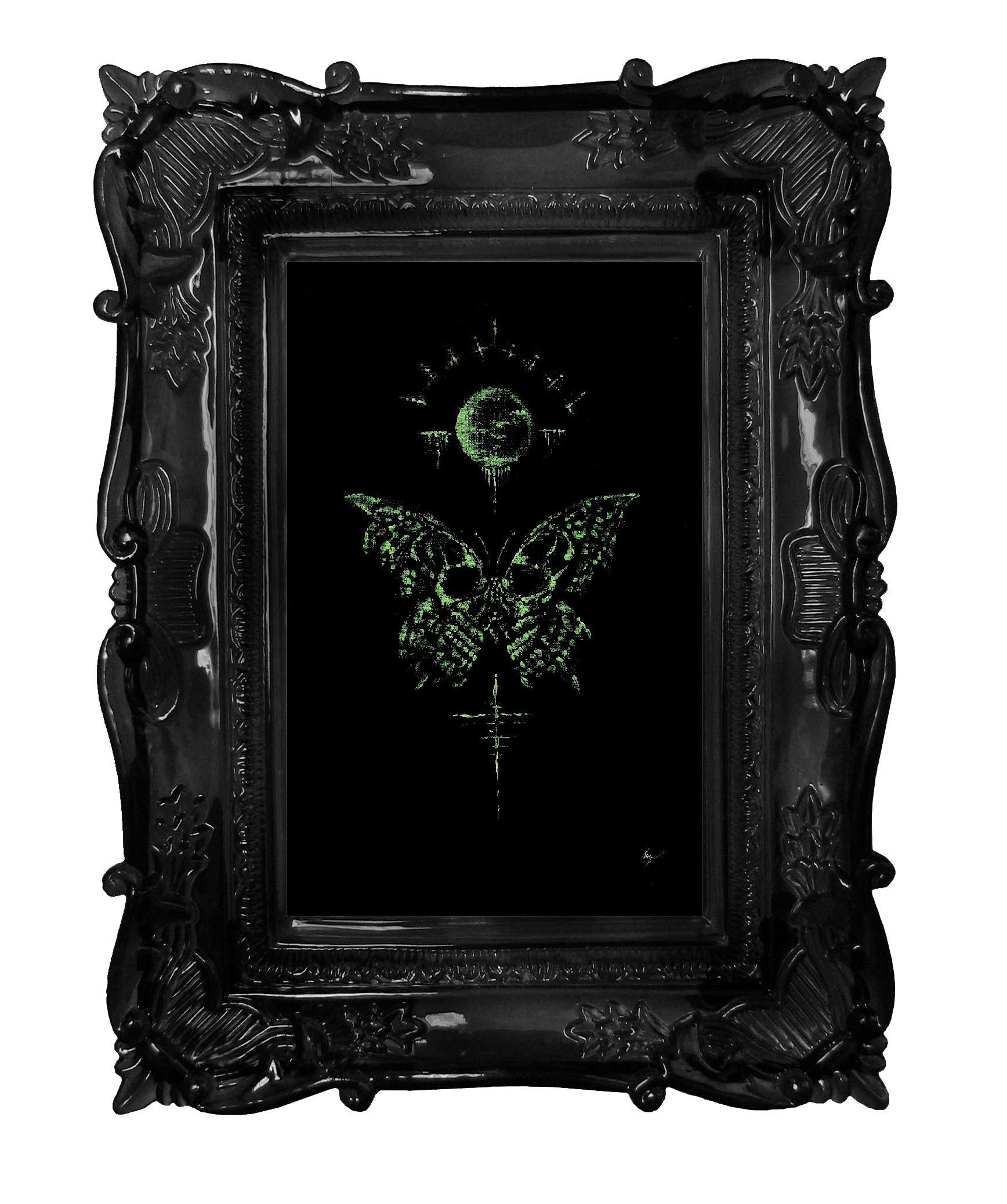 The deathly butterfly by moonlight. Gothic home decor - Wall art