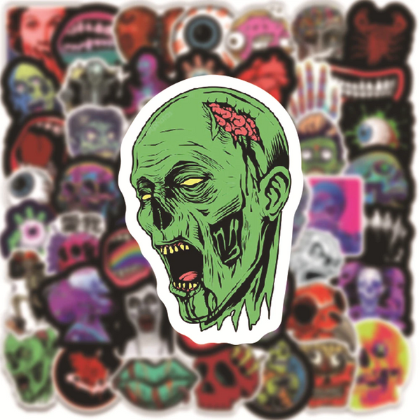 10/30/50PCS Halloween Horror Skull Zombie Stickers Skateboard Fridge Guitar Laptop Motorcycle Travel Cool Graffiti Decal Sticker