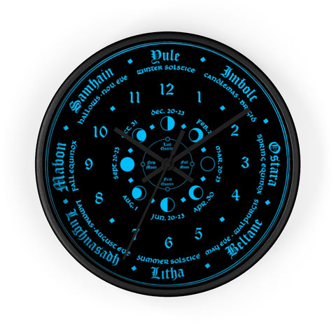 Wall clock -  Wicca Pagan Celtic Triquetra. Ice blue.