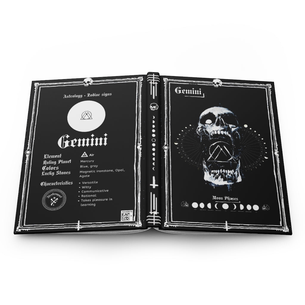 Gemini personalised spell book. Star sign guidance - Hardcover Journal Matte. Gothic spell book - Journal.