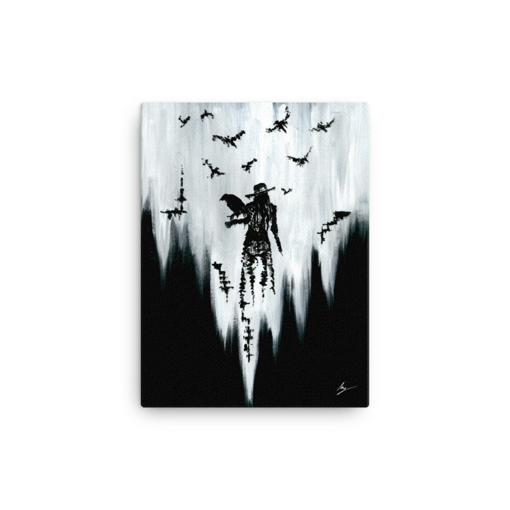 The raven witch Diana. Gothic, witch and raven Home decor - Canvas