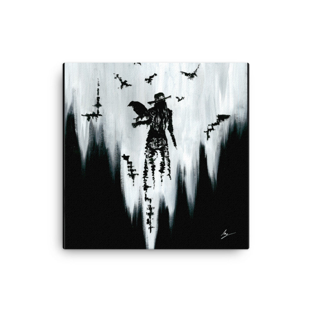The raven witch Diana. Gothic, witch and raven Home decor - Canvas