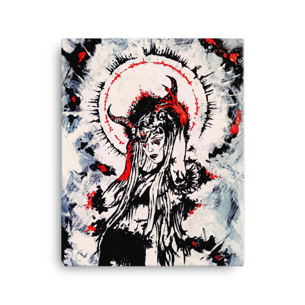 Her devilish power within. Home decor - Canvas. Blood Red.