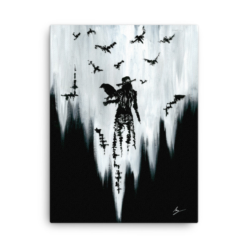 The raven witch Diana. Gothic, witch and raven Home decor - Canvas