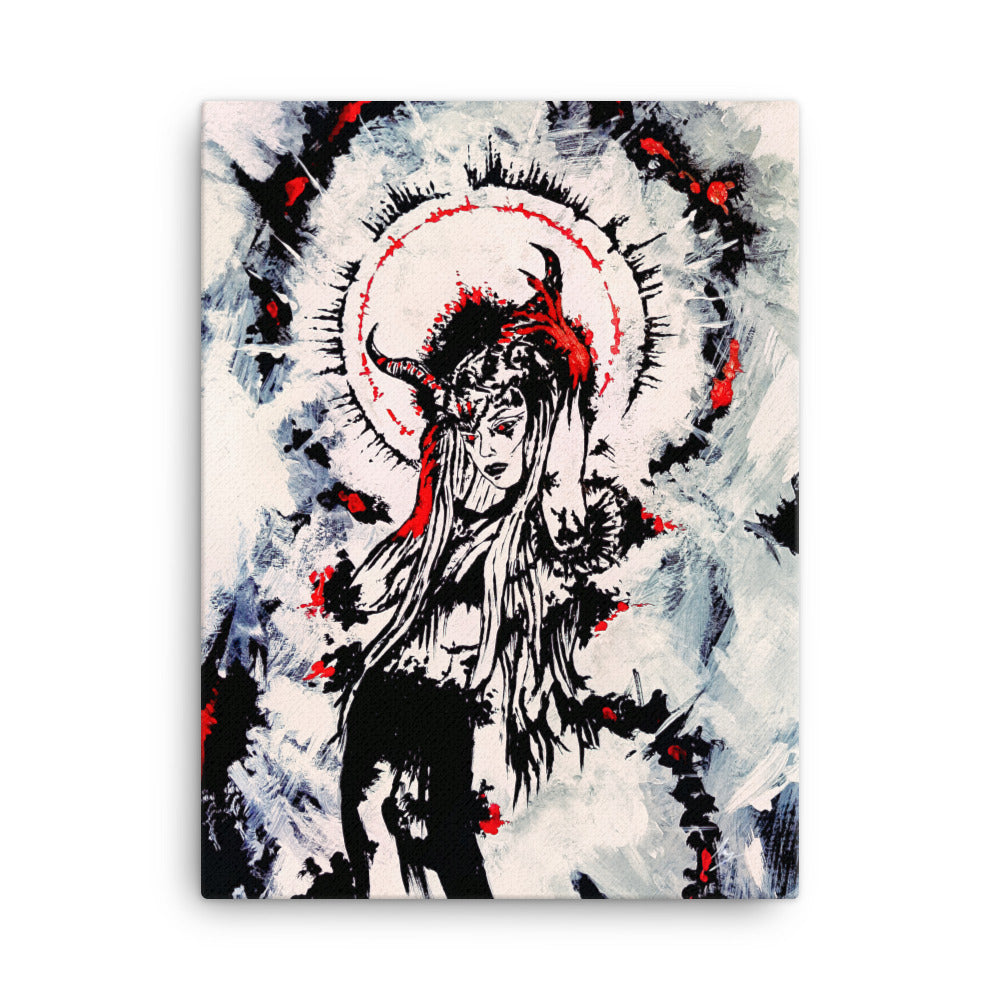 Her devilish power within. Home decor - Canvas. Blood Red.