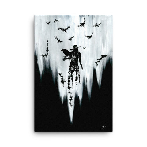 The raven witch Diana. Gothic, witch and raven Home decor - Canvas