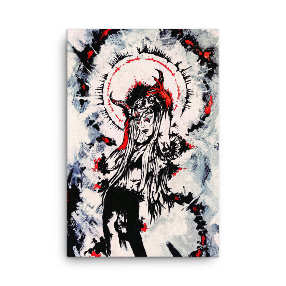 Her devilish power within. Home decor - Canvas. Blood Red.