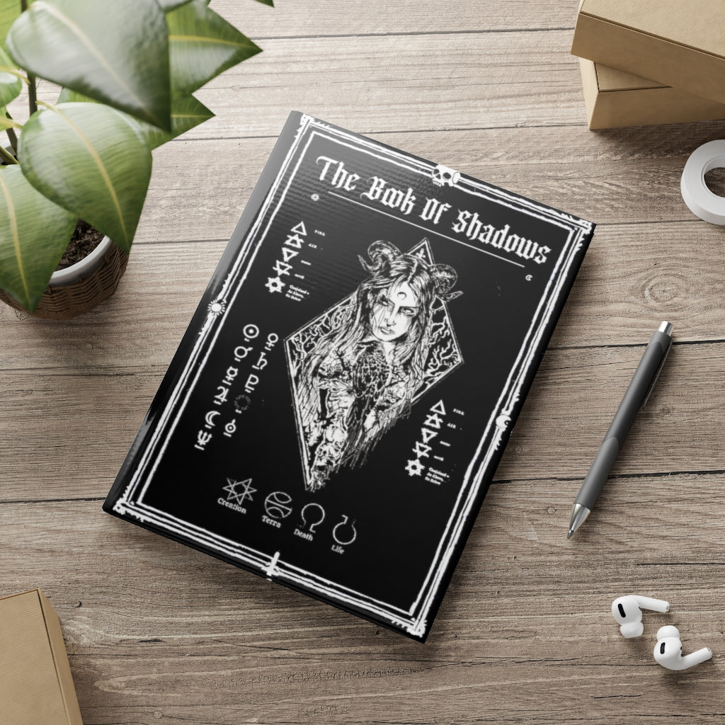Hardcover Notebook. The Book Of Shadows - The Raven witch. Spell Book. Lined, grid, blank journal.