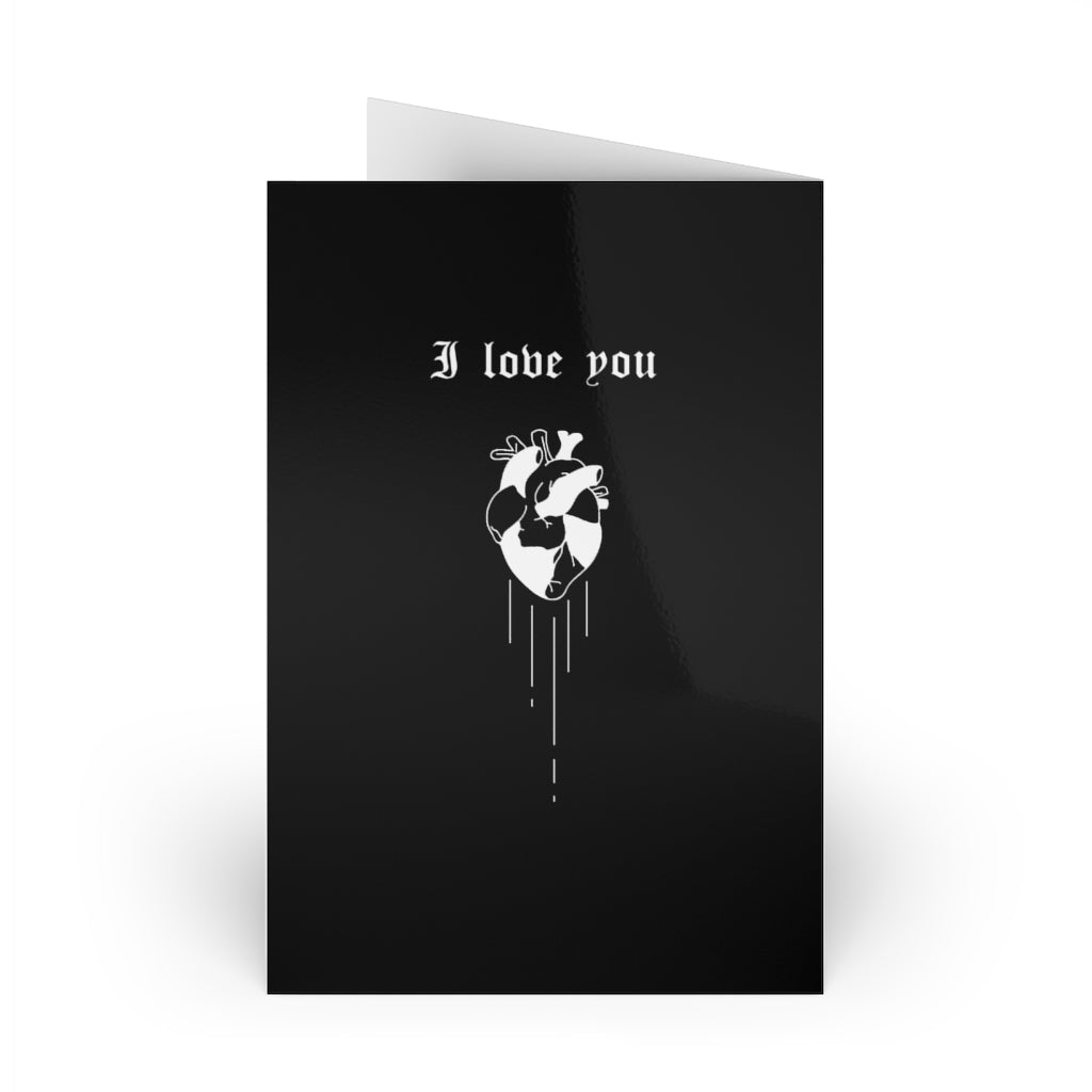 I gave you my heart. Greeting Cards (1 or 10-pcs). Black version. I love you. Anniversary, Christmas, Birthday card