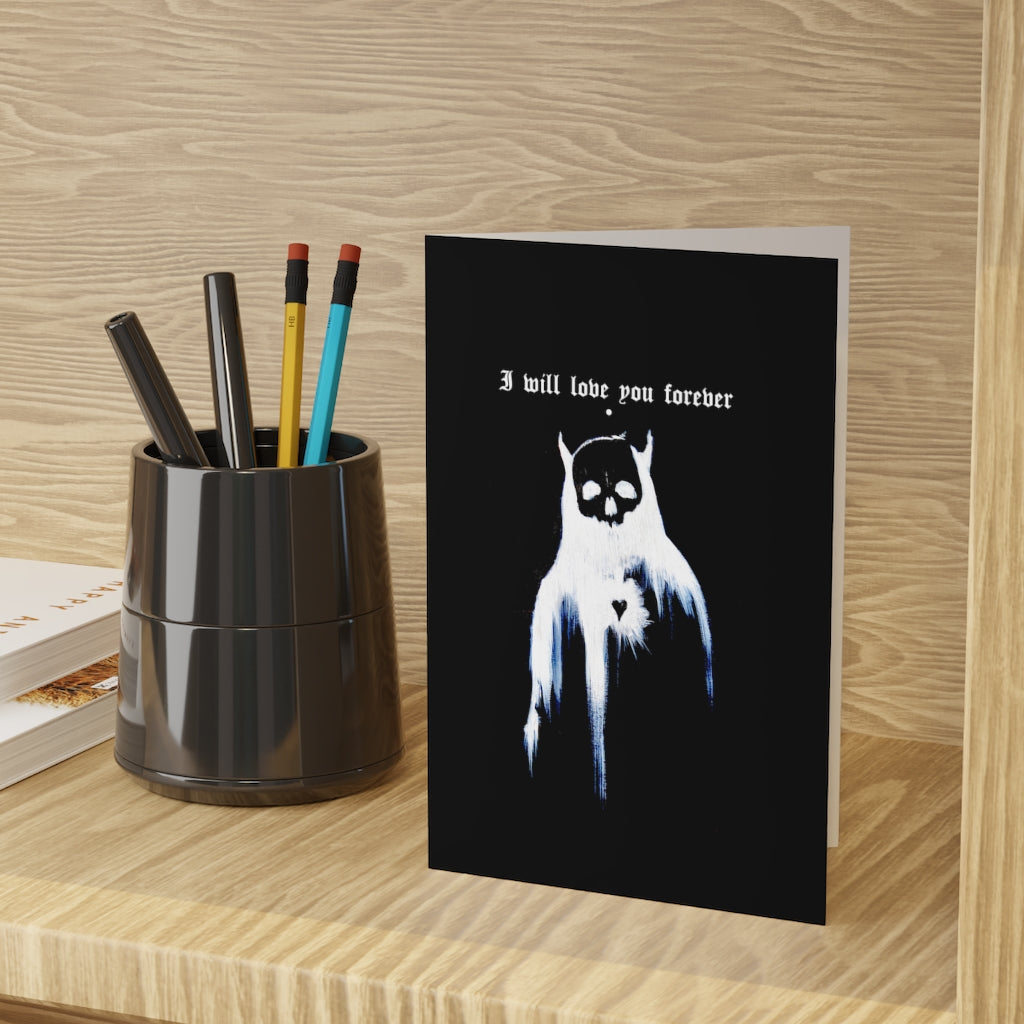 I will love you forever. Greeting Cards (1 or 10-pcs). Black version. I love you. Anniversary, Christmas, Birthday card, Valentines