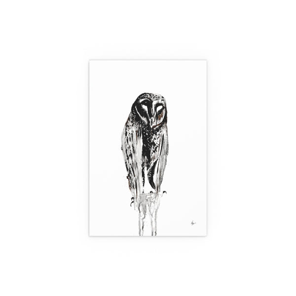 Silent Owl - Fine Art Posters. Wall art. Painting. Artwork - Black version