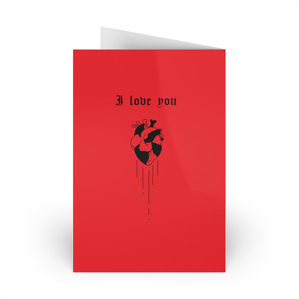 My love for you will never die. Greeting Cards (1 or 10-pcs). Red version
