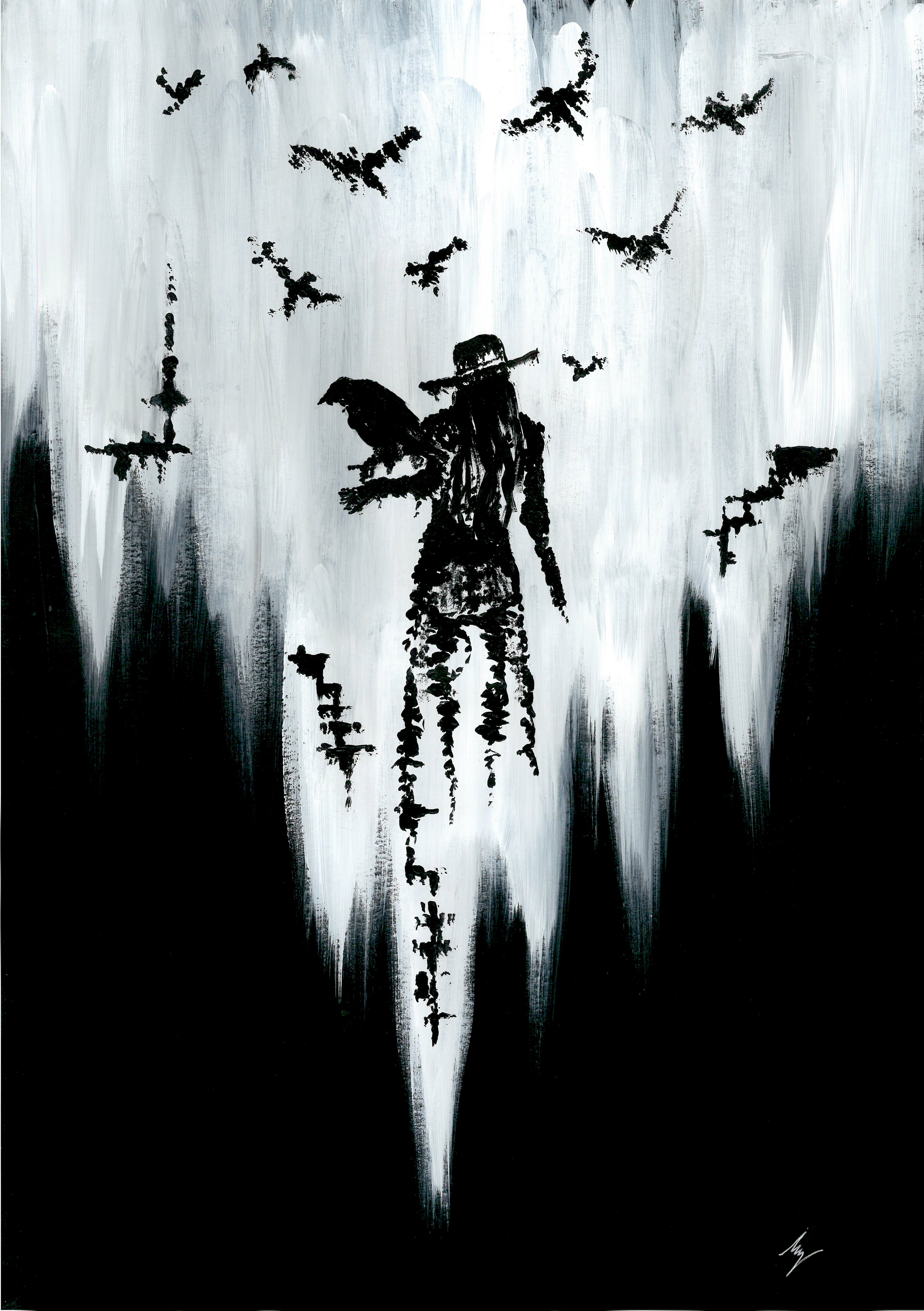 The raven witch Diana. Gothic, witch and raven Home decor- Wall art.