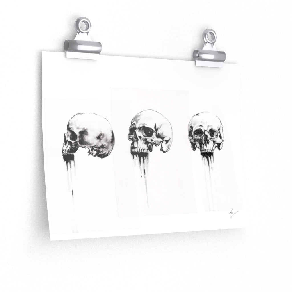 Dark skull - I - II - II - Premium Matte horizontal posters. Wall art, gothic home decor, Skull art.