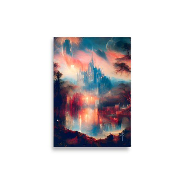 Castle sky. Landscape Art. Art print. Poster