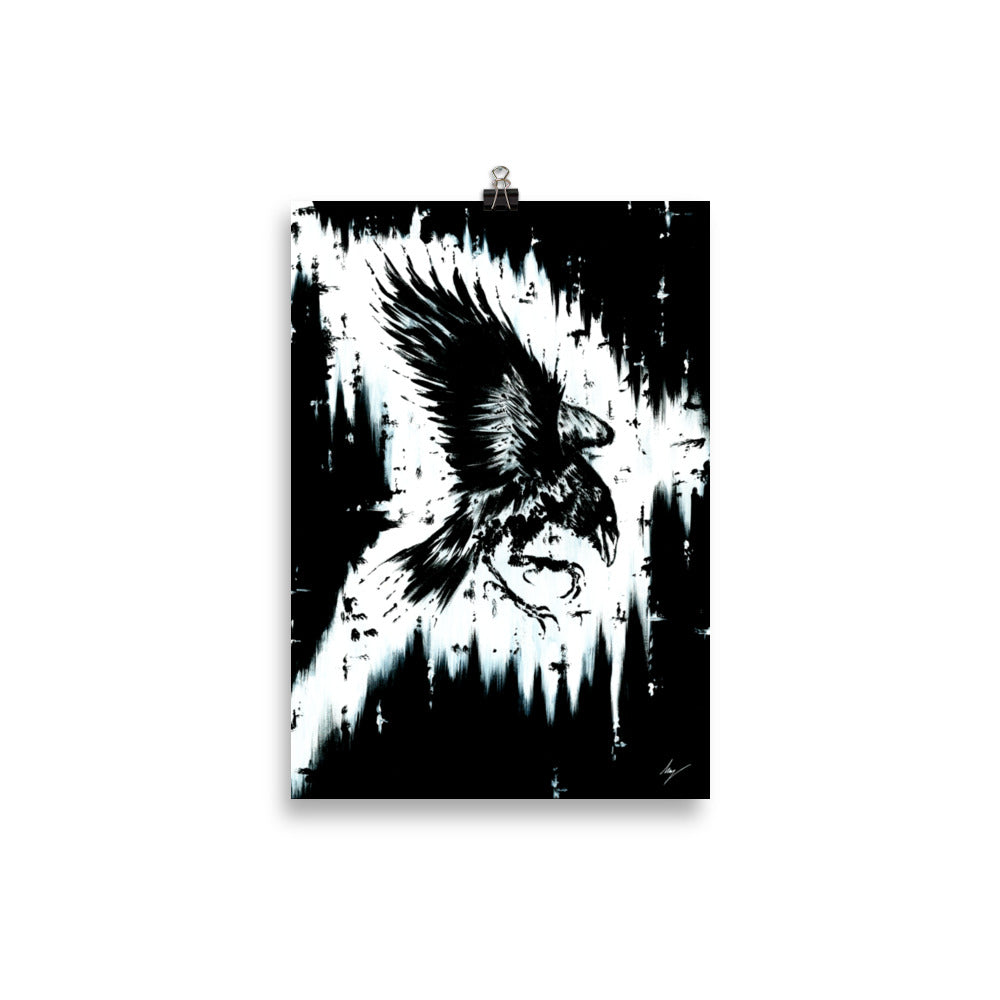 Muninn the Rave She watches over you. Odin, Gothic, Ravin, forest, witch, witchcraft and dark art. Gothic Home decor - Wall art