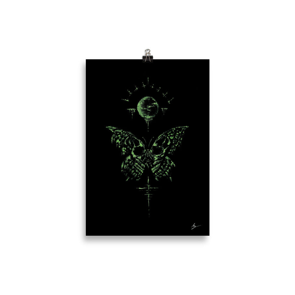 The deathly butterfly by moonlight. Gothic home decor - Wall art