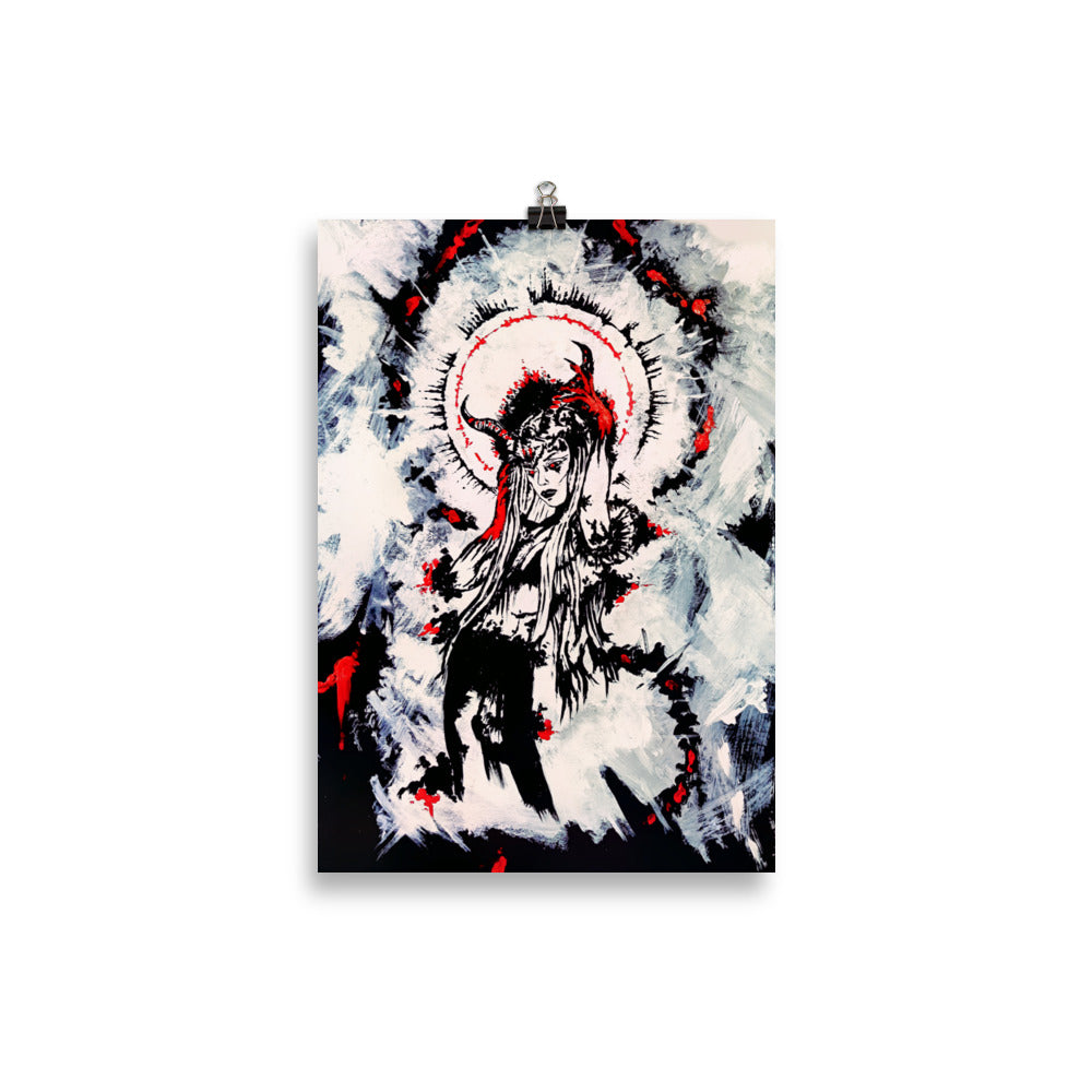 Her devilish power within. Home decor - Poster wall art. Blood Red.