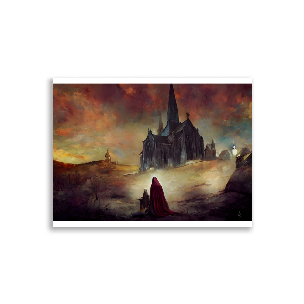 Red Robe Sinner - High Quality Art print. Original oil painting, Hand painted Landscape Art