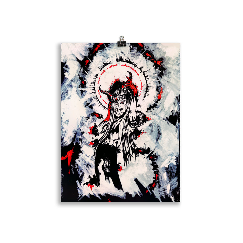 Her devilish power within. Home decor - Poster wall art. Blood Red.