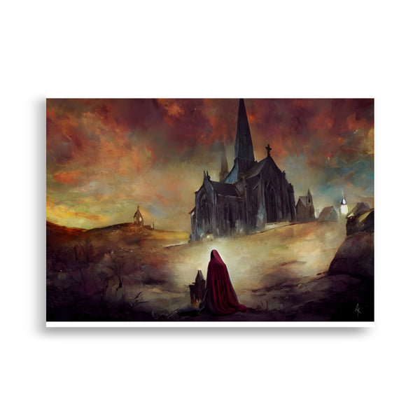Red Robe Sinner - High Quality Art print. Original oil painting, Hand painted Landscape Art