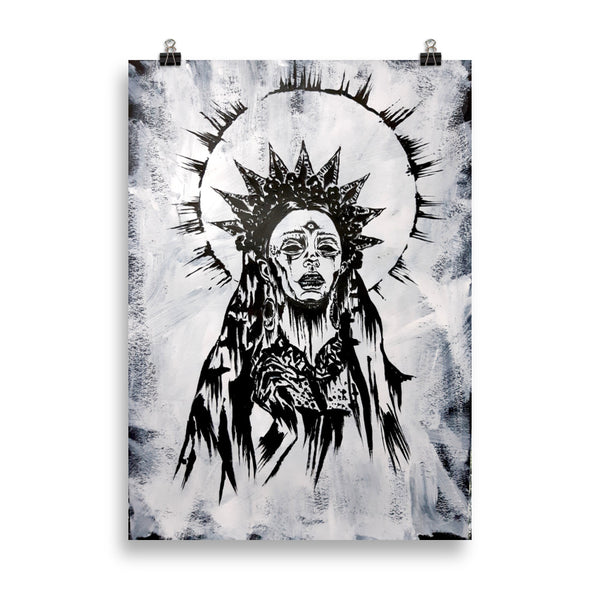 She sees all. Gothic home decor - Poster wall art. White version