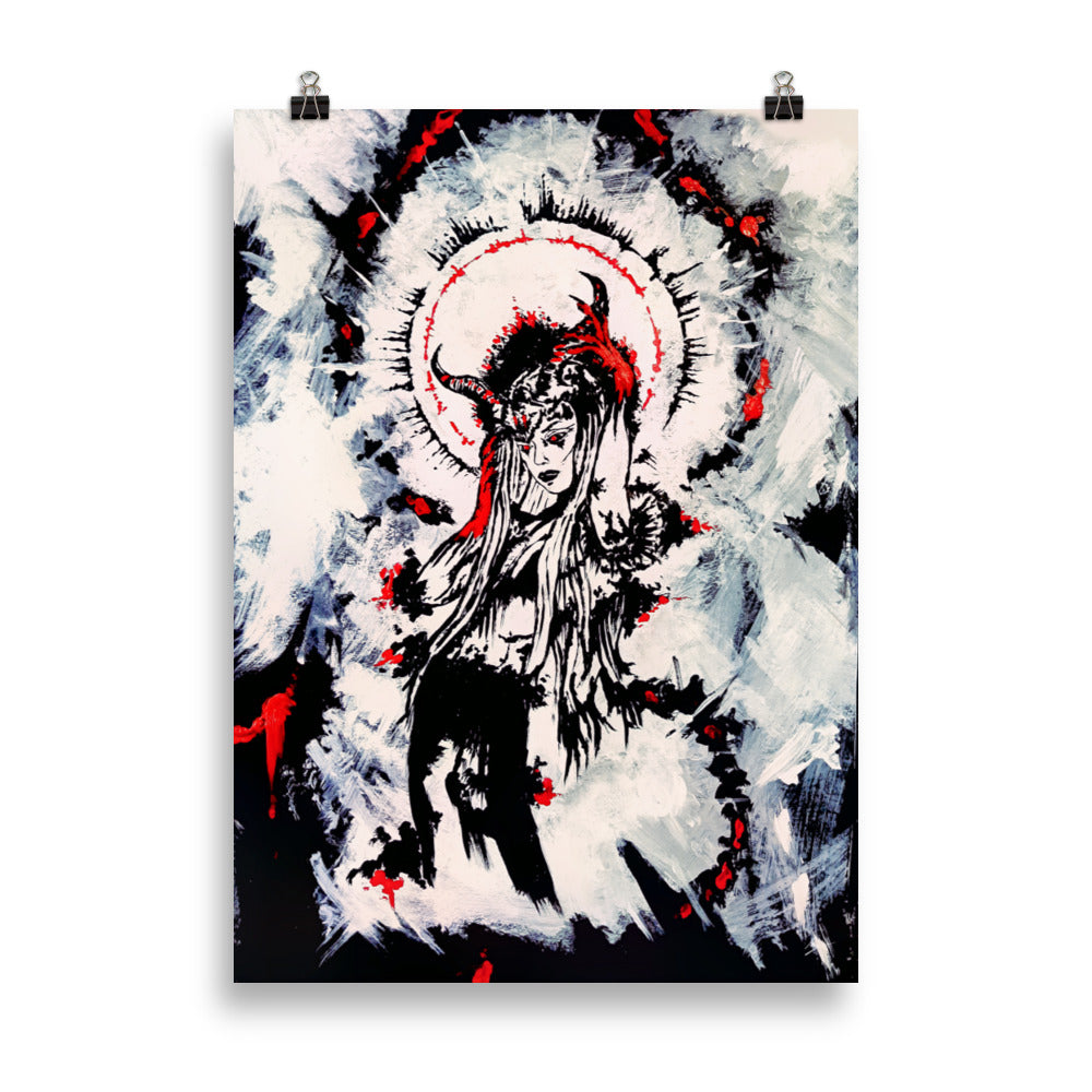 Her devilish power within. Home decor - Poster wall art. Blood Red.