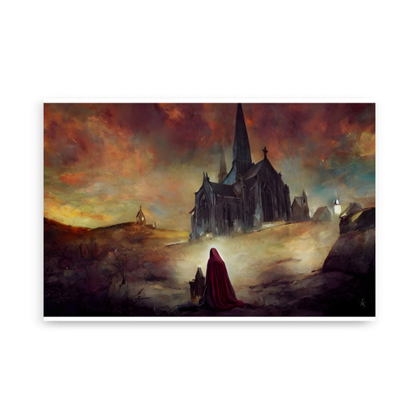 Red Robe Sinner - High Quality Art print. Original oil painting, Hand painted Landscape Art