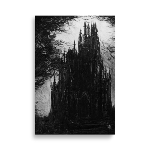 Dracula's castle - Oil painting. Art print and poster.
