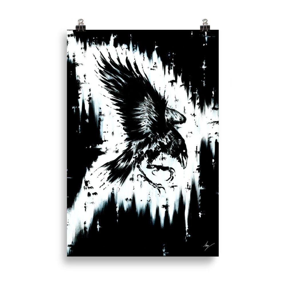 Muninn the Rave She watches over you. Odin, Gothic, Ravin, forest, witch, witchcraft and dark art. Gothic Home decor - Wall art