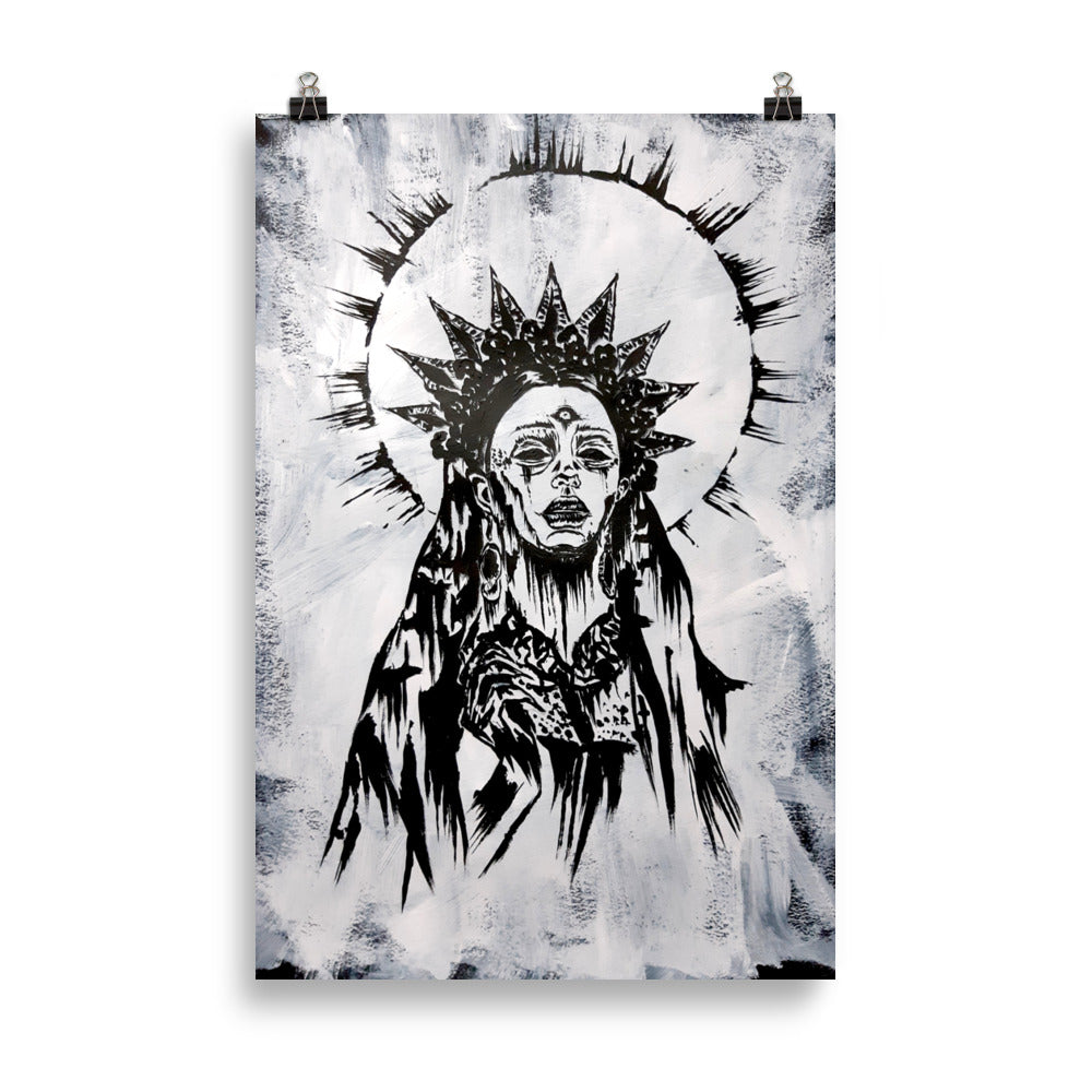 She sees all. Gothic home decor - Poster wall art. White version