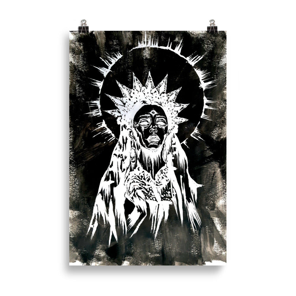 She sees all. Gothic home decor - Poster wall art. Black version