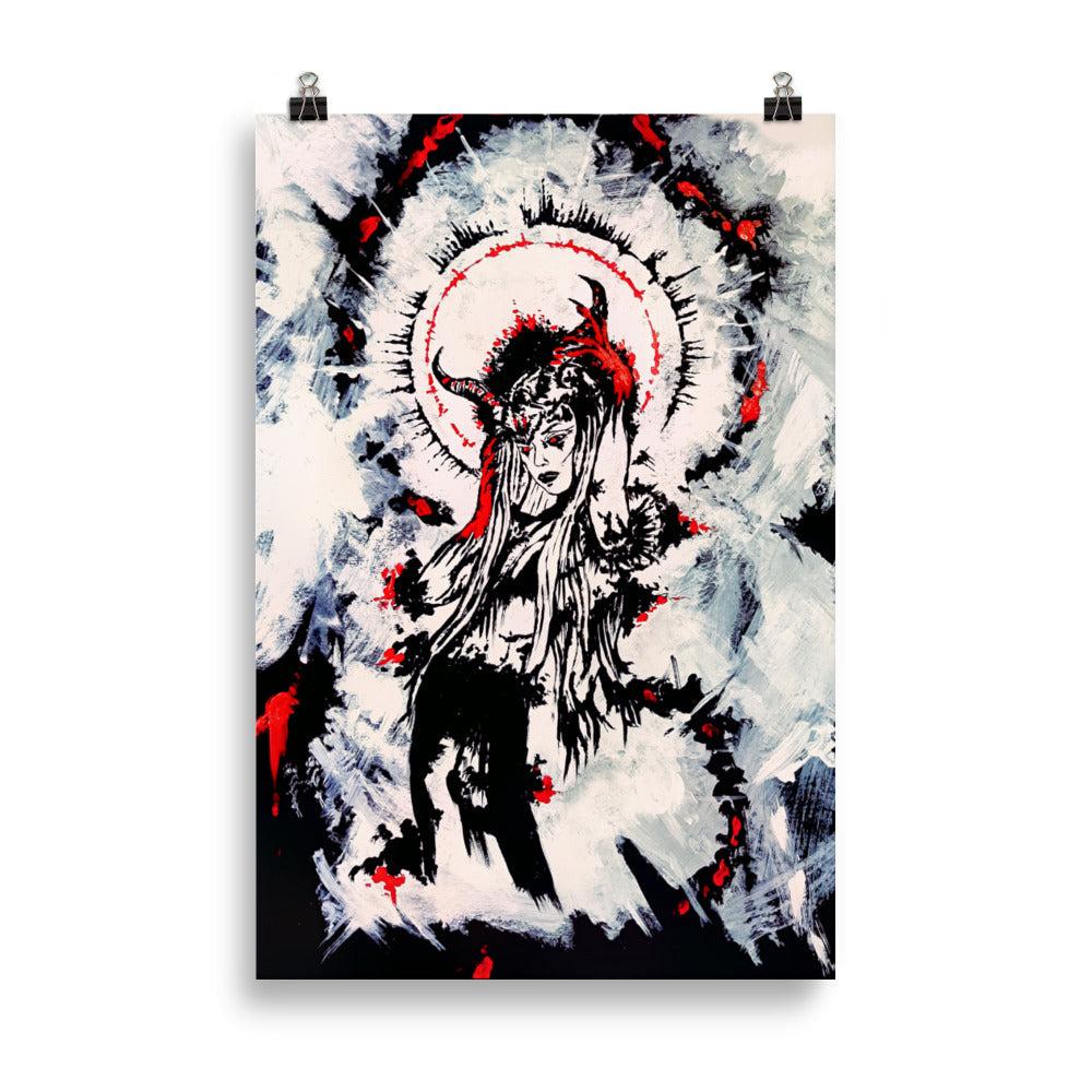 Her devilish power within. Home decor - Poster wall art. Blood Red.