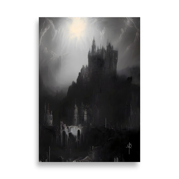 Oil Painting. Frankenstein's Castle. Painting. Art print. original artwork. Gothic Home décor. Digital art.