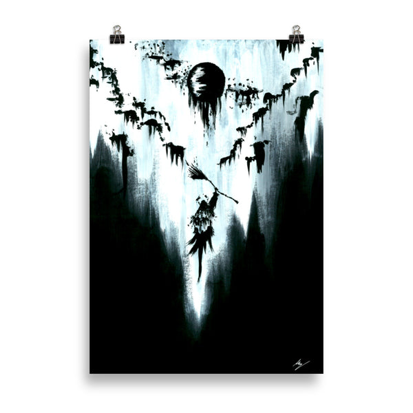 The mountain witch. She will conquer all. Gothic, forest, mountain, witch, witchcraft and dark art. Gothic Home decor - Wall art