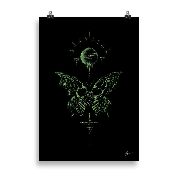 The deathly butterfly by moonlight. Gothic home decor - Wall art
