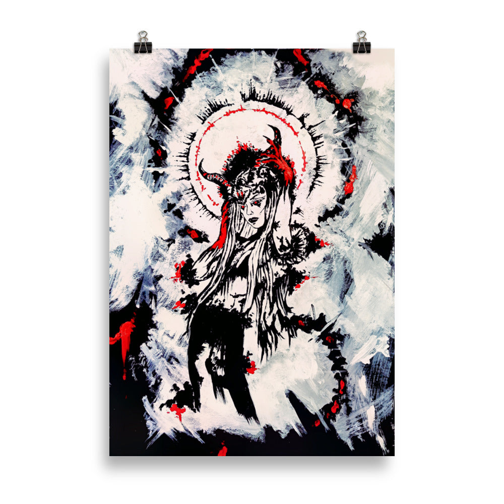 Her devilish power within. Home decor - Poster wall art. Blood Red.