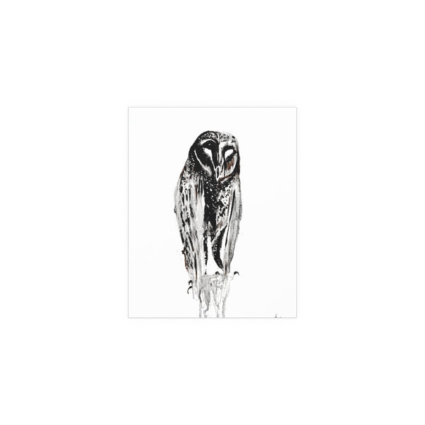 Silent Owl - Fine Art Posters. Wall art. Painting. Artwork - Black version