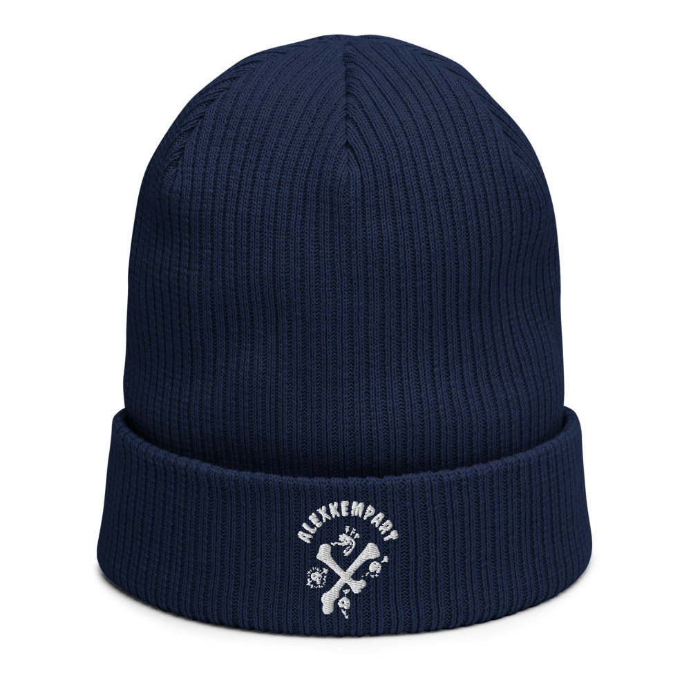 Double crossed - alexkempart original organic ribbed beanie