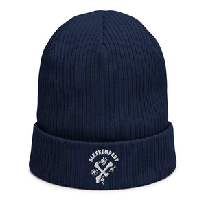 Double crossed - alexkempart original organic ribbed beanie