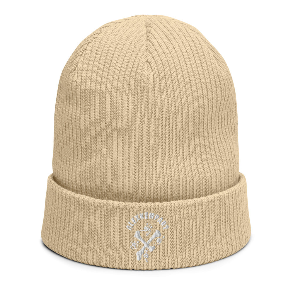 Double crossed - alexkempart original organic ribbed beanie