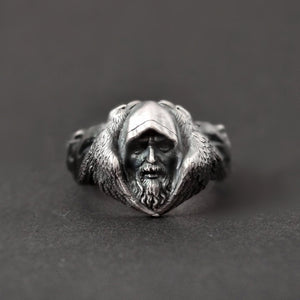 Norse Mythology Odin Raven Rings Mens Viking Wolf Stainless Steel Ring Scandinavian Amulet Jewelry